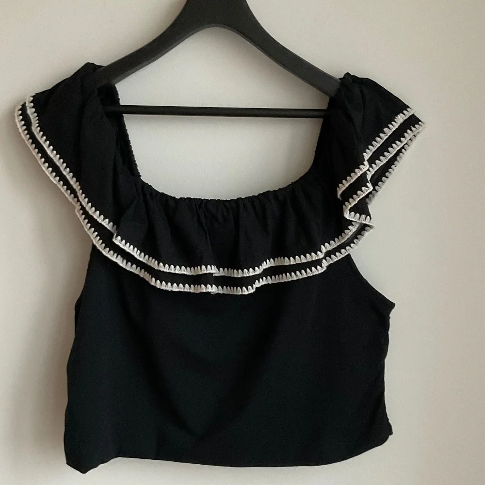 J. Crew Black Off The Shoulder Ruffle Top - Various Size